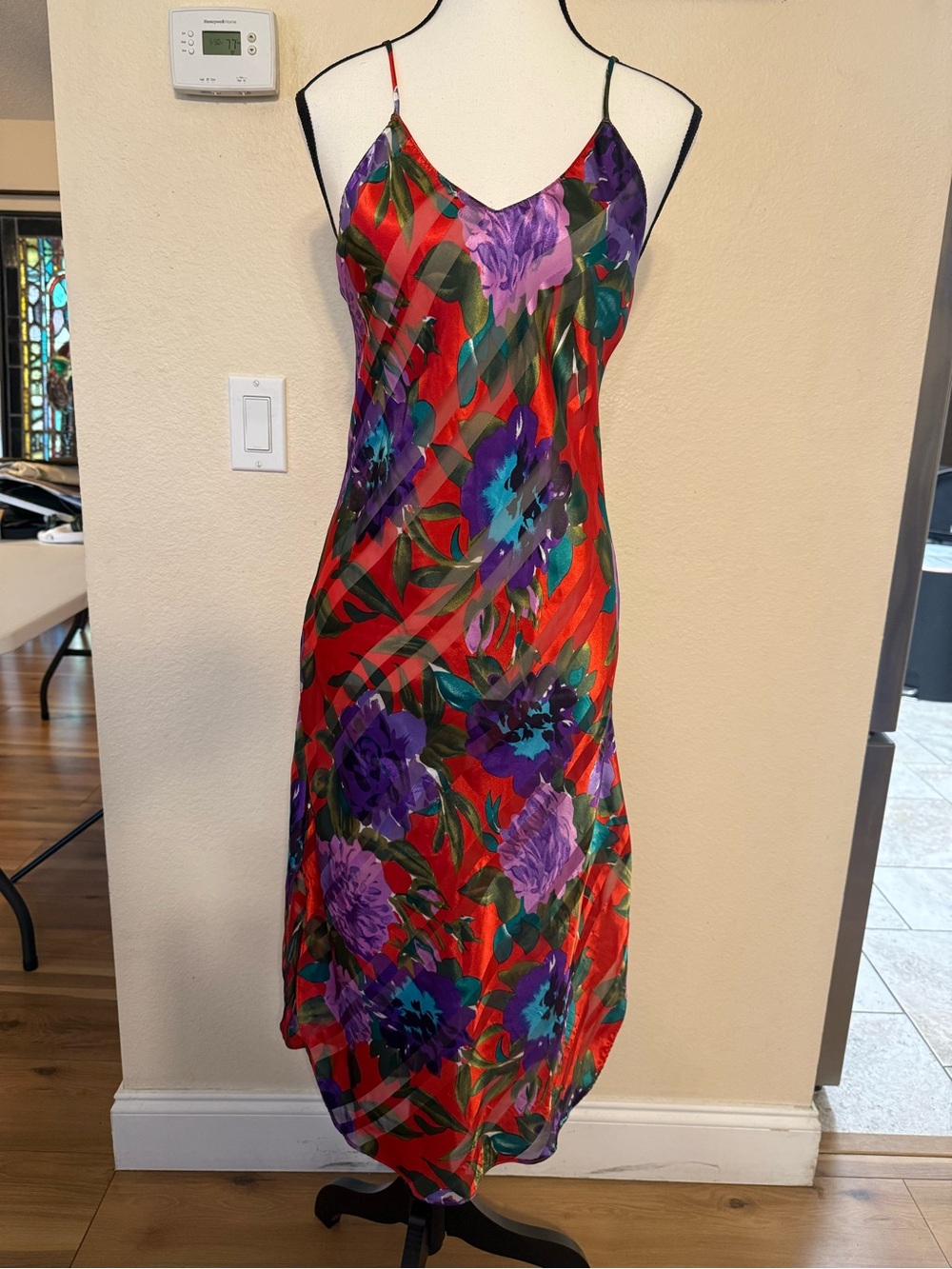 Vintage Lucie Ann USA polyester Small Chemise Long Dress Maxi Nightgown Floral